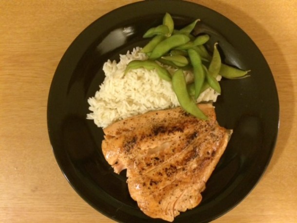 salmon with edamame